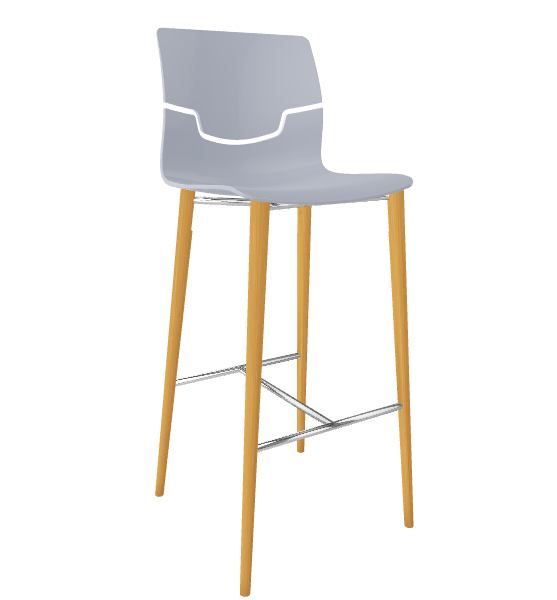 GABER - Barová židle SLOT BL - vysoká, šedá/buk - 