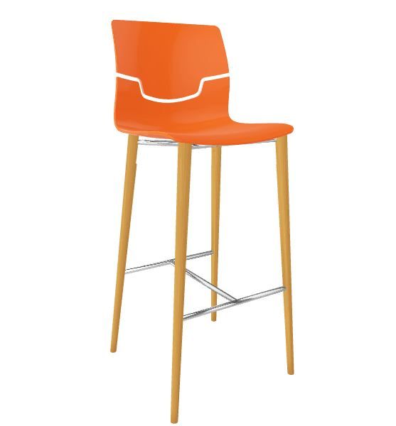 GABER - Barová židle SLOT BL - vysoká, oranžová/buk - 