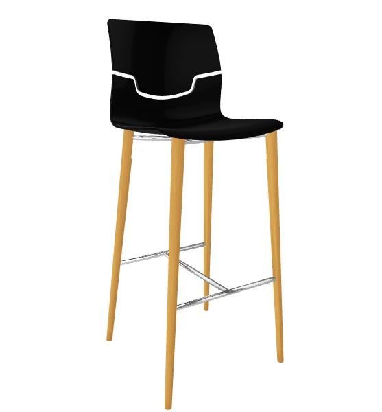 GABER - Barová židle SLOT BL - vysoká, černá/buk - 