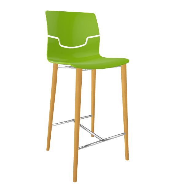 GABER - Barová židle SLOT BL - nízká, zelená/buk - 