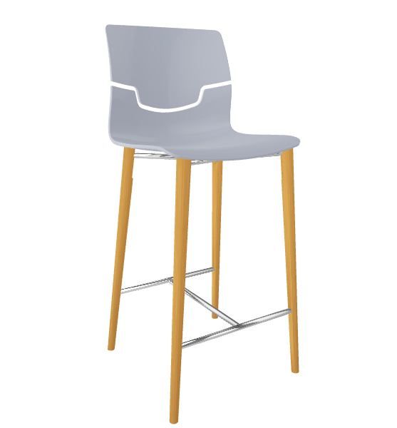 GABER - Barová židle SLOT BL - nízká, šedá/buk - 