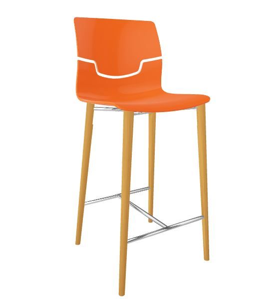 GABER - Barová židle SLOT BL - nízká, oranžová/buk - 