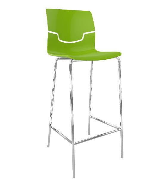 GABER - Barová židle SLOT - vysoká, zelená/chrom - 