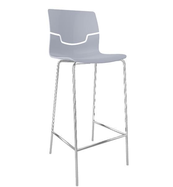 GABER - Barová židle SLOT - vysoká, šedá/chrom - 