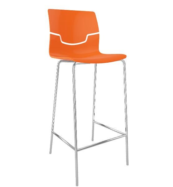 GABER - Barová židle SLOT - vysoká, oranžová/chrom - 