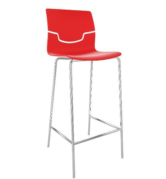 GABER - Barová židle SLOT - vysoká, červená/chrom - 