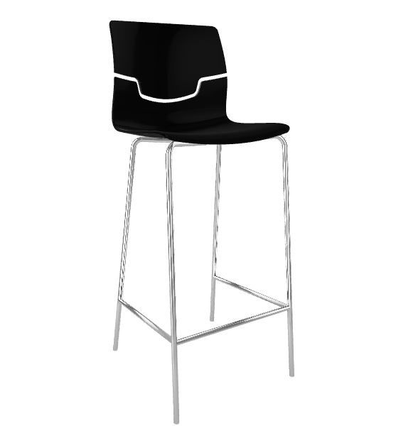 GABER - Barová židle SLOT - vysoká, černá/chrom - 