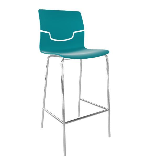 GABER - Barová židle SLOT - nízká, tyrkysová/chrom - 