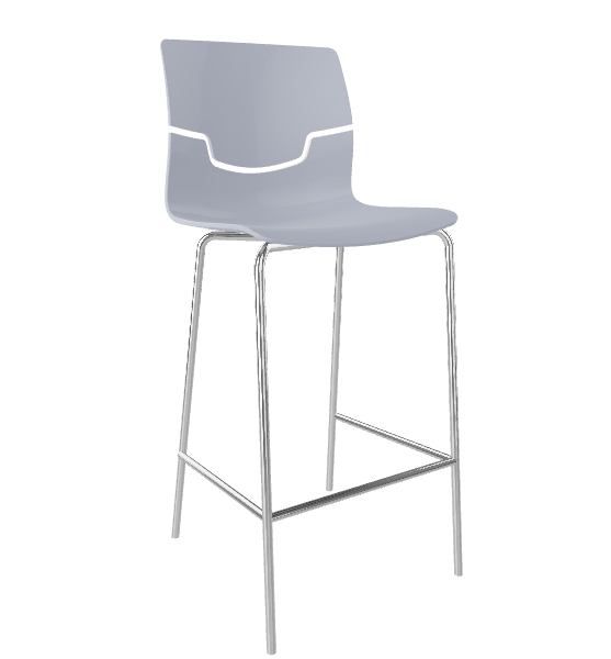 GABER - Barová židle SLOT - nízká, šedá/chrom - 