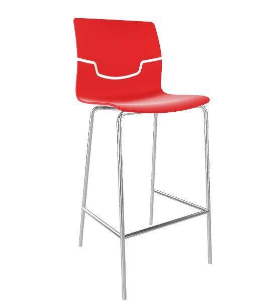 GABER - Barová židle SLOT - nízká, červená/chrom - 
