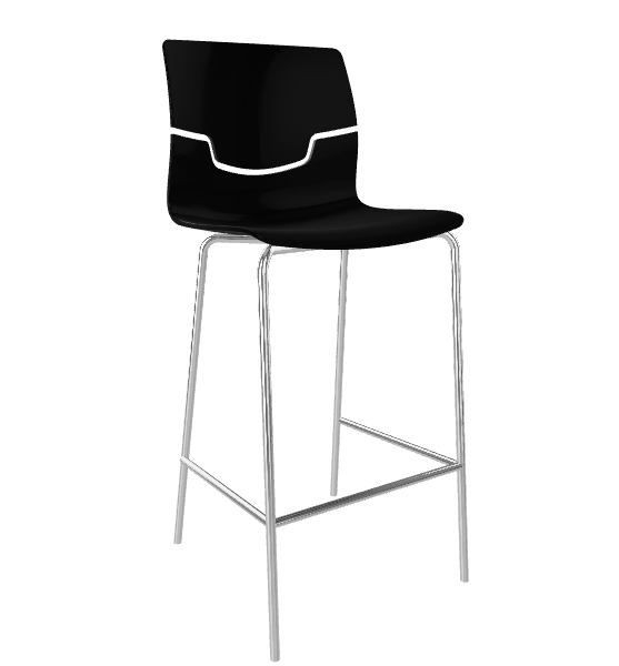 GABER - Barová židle SLOT - nízká, černá/chrom - 