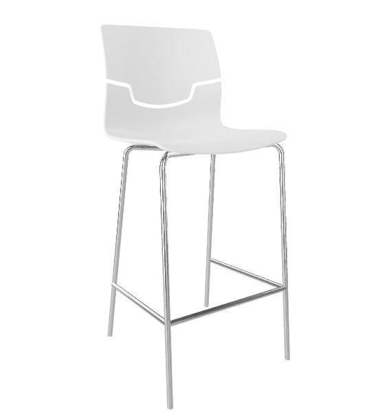 GABER - Barová židle SLOT - nízká, bílá/chrom - 