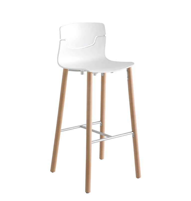 GABER - Barová židle SLOT - nízká, bílá/buk - 