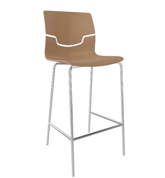 GABER - Barová židle SLOT - nízká, béžová/chrom - 