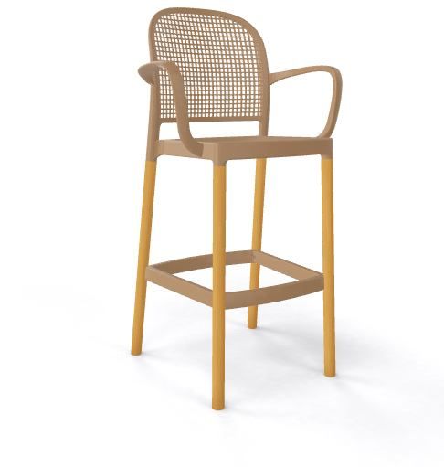 GABER - Barová židle PANAMA BLB - vysoká, hnědá/buk - 
