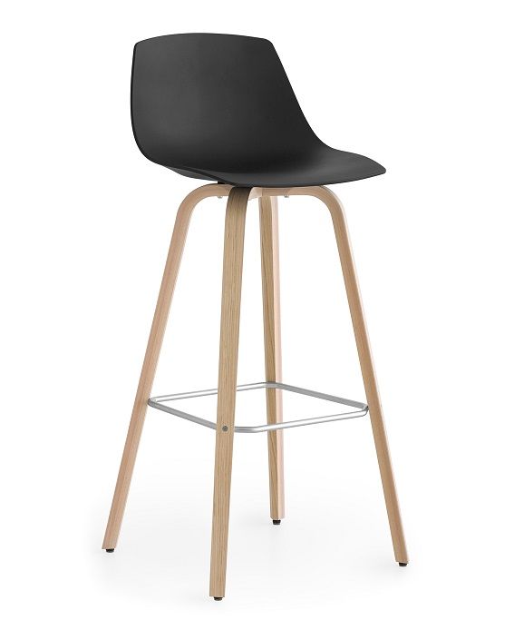 LAPALMA - Barová židle MIUNN vysoká, s dřevěnou podnoží - 