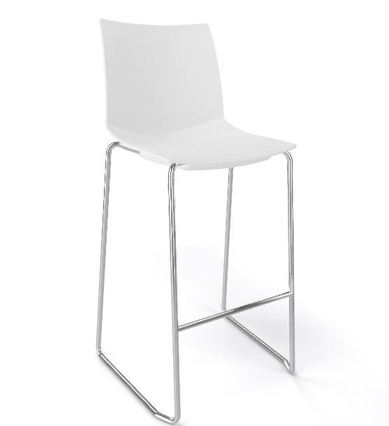 GABER - Barová židle KANVAS ST 76 - vysoká, bílá/chrom - 