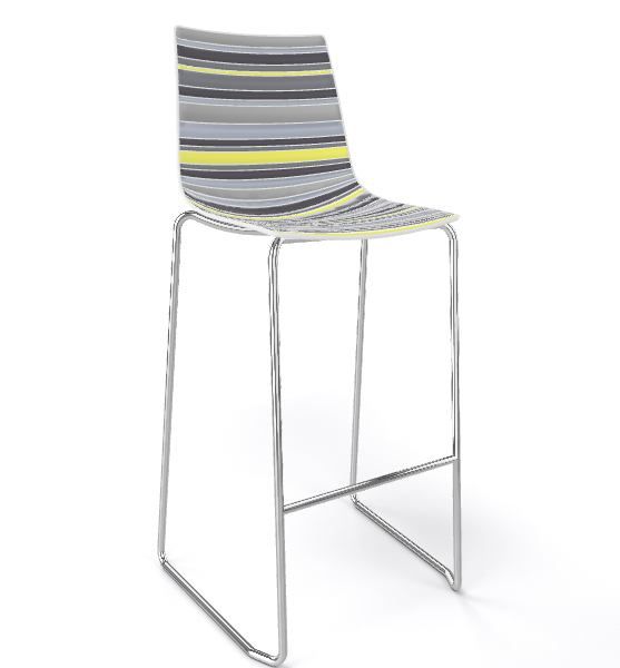 GABER - Barová židle COLORFIVE ST - vysoká, šedožlutá/chrom - 