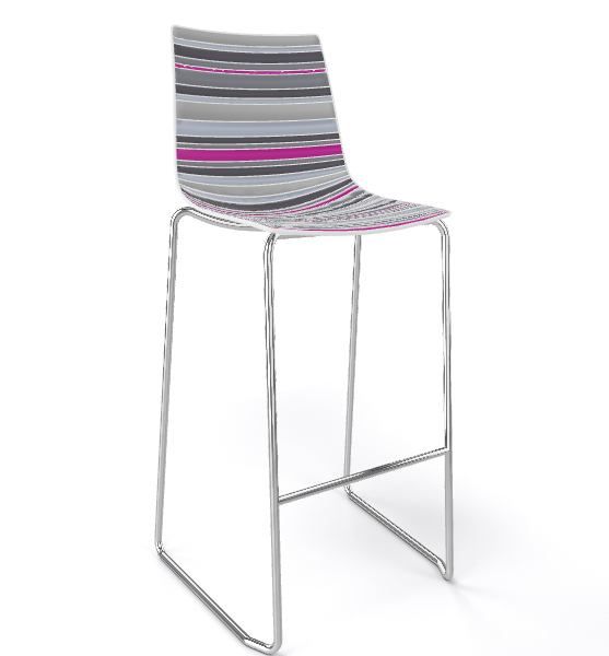 GABER - Barová židle COLORFIVE ST - vysoká, šedovínová/chrom - 