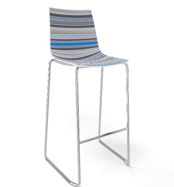 GABER - Barová židle COLORFIVE ST - vysoká, šedomodrá/chrom - 