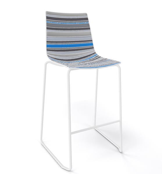 GABER - Barová židle COLORFIVE ST - nízká, šedomodrá/chrom - 