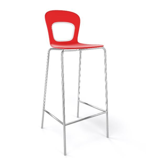 GABER - Barová židle BLOG - vysoká, červenobílá/chrom - 