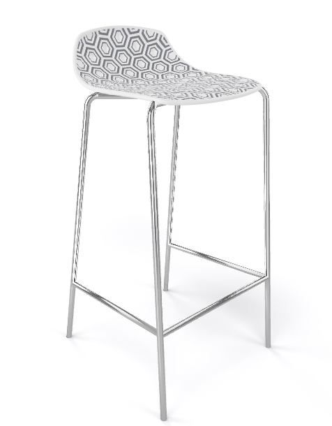 GABER - Barová židle ALHAMBRA vysoká, bílošedá/chrom - 