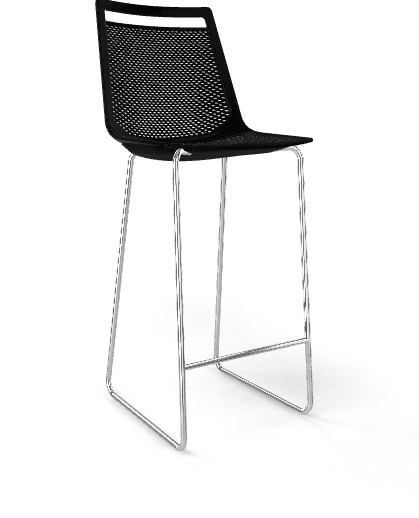 GABER - Barová židle AKAMI ST vysoká, černá/chrom - 