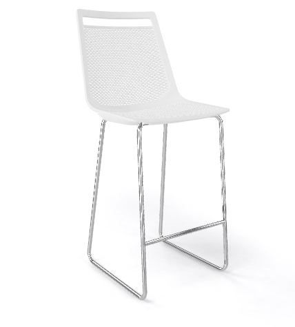 GABER - Barová židle AKAMI ST nízká, bílá/chrom - 