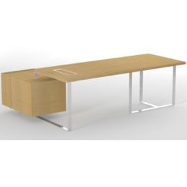 NARBUTAS - Kancelářský stůl PLANA 204x150x75 cm s fixním kontejnerem na pravé straně