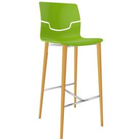 GABER - Barová židle SLOT BL - vysoká, zelená/buk