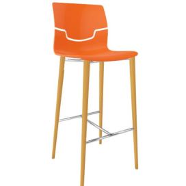 GABER - Barová židle SLOT BL - vysoká, oranžová/buk