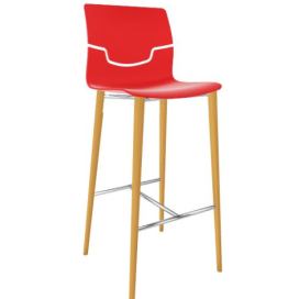GABER - Barová židle SLOT BL - vysoká, červená/buk