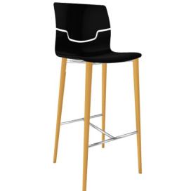 GABER - Barová židle SLOT BL - vysoká, černá/buk