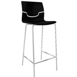 GABER - Barová židle SLOT - vysoká, černá/chrom