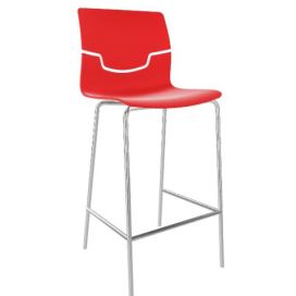 GABER - Barová židle SLOT - nízká, červená/chrom