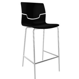 GABER - Barová židle SLOT - nízká, černá/chrom