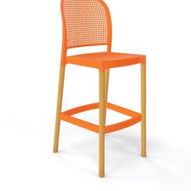 GABER - Barová židle PANAMA BL - vysoká, oranžová/buk