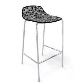 GABER - Barová židle ALHAMBRA nízká, černobílá/chrom