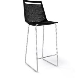 GABER - Barová židle AKAMI ST vysoká, černá/chrom