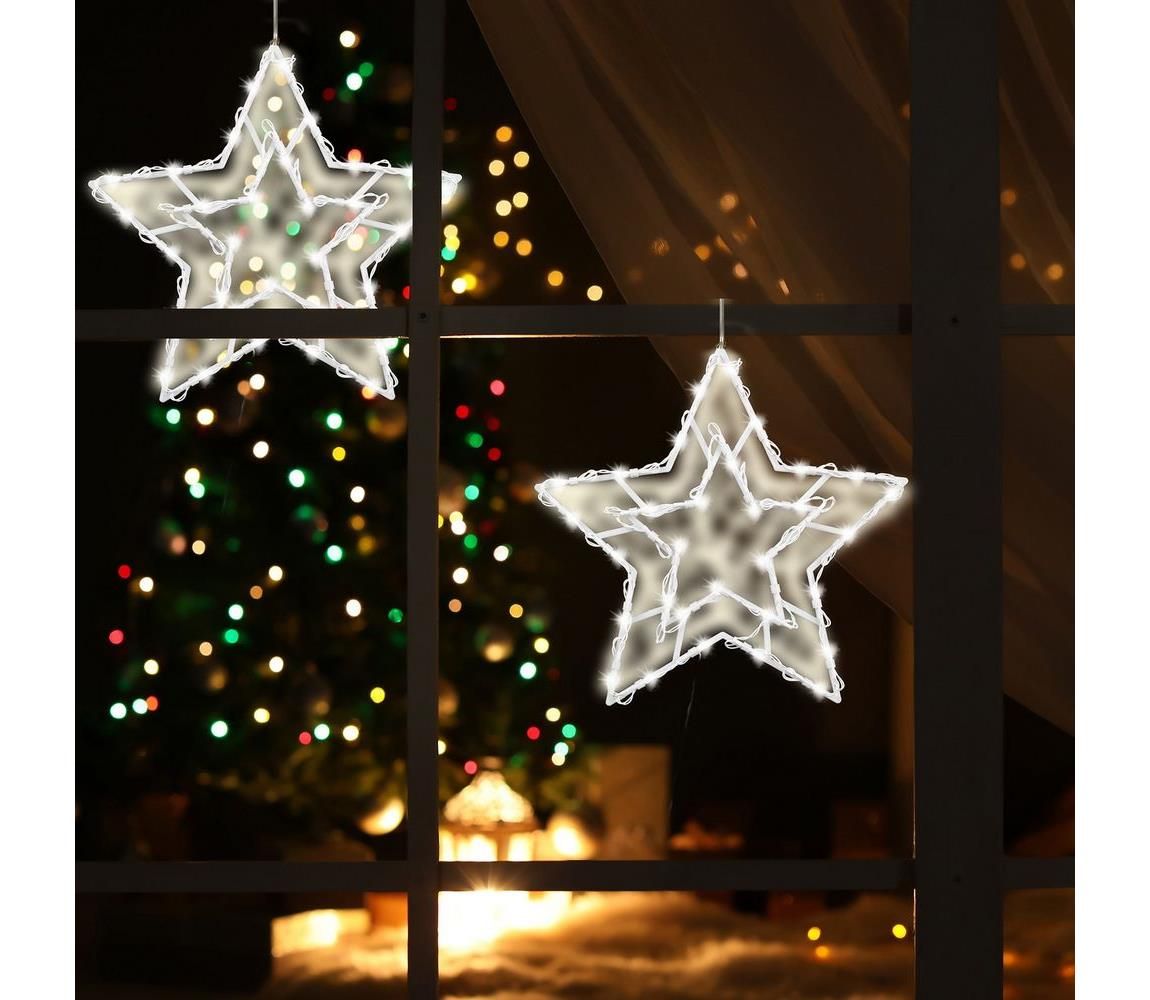 LED Vánoční dekorace do okna 35xLED/3xAA teplá bílá  -  Svět-svítidel.cz
