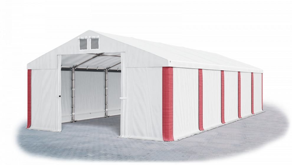 Garážový stan 4x8x2m střecha PVC 560g/m2 boky PVC 500g/m2 konstrukce ZIMA Bílá Bílá Červené - DEKORHOME.CZ