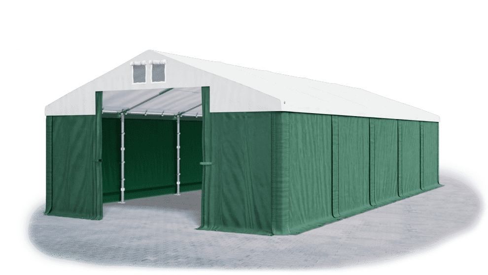 Garážový stan 4x8x2m střecha PVC 560g/m2 boky PVC 500g/m2 konstrukce ZIMA Zelená Bílá Zelené - DEKORHOME.CZ