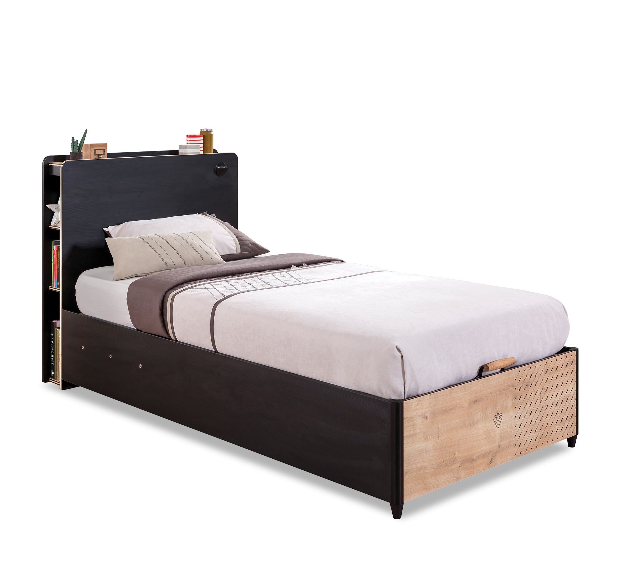 ČILEK - Studentská postel s úložným prostorem BLACK 100x200 cm - 