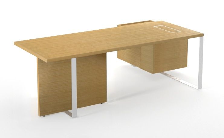 NARBUTAS - Kancelářský stůl PLANA 204x150x75 s modesty panelem a fixním kontejnerem na levé straně - 