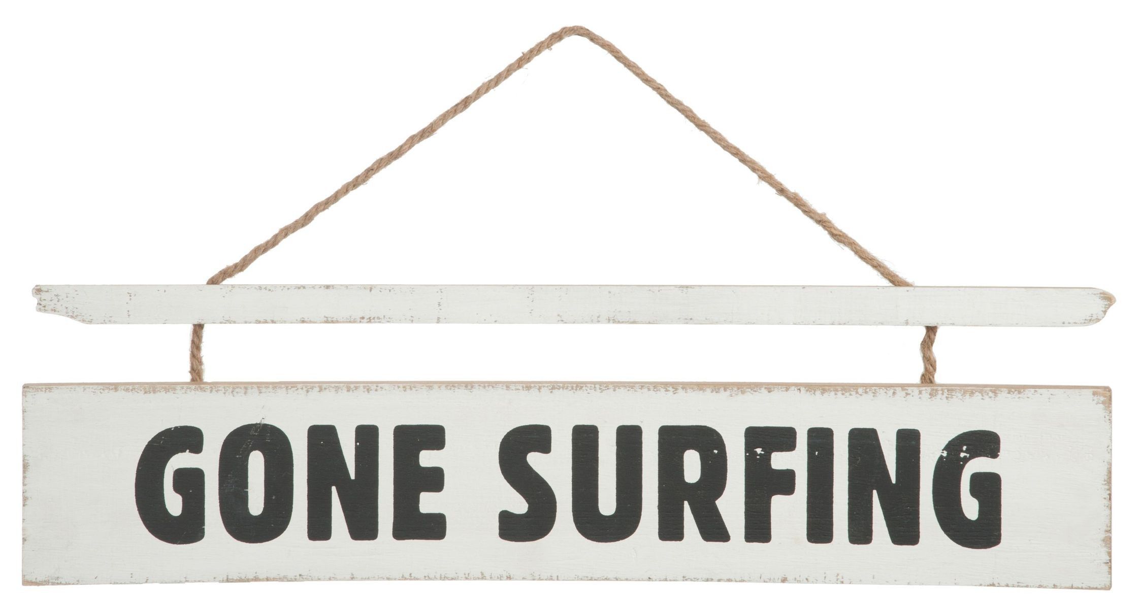 Bílá závěsná dřevěná cedule Gone Surfing - 70*2*20 cm J-Line by Jolipa - LaHome - vintage dekorace