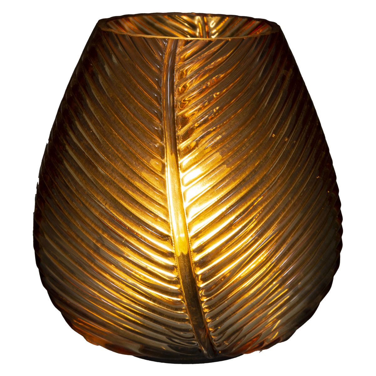 Atmosphera Skleněná lampa Palmový list, 15 cm, hnědá - EMAKO.CZ s.r.o.