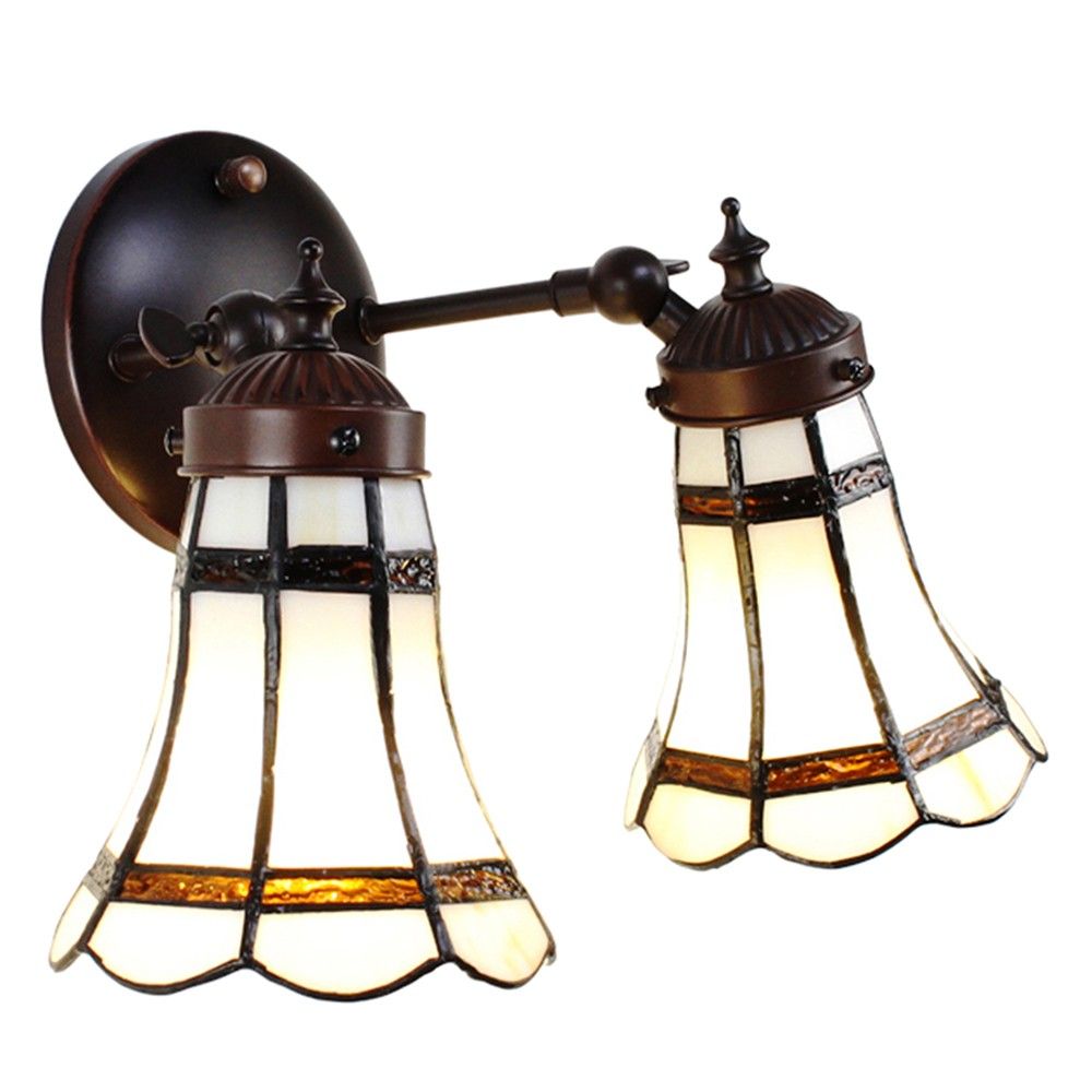 Nástěnná lampa Tiffany s bílými stínidly BrownLine - 30*23*23 cm E14/max 2*25W Clayre & Eef - LaHome - vintage dekorace