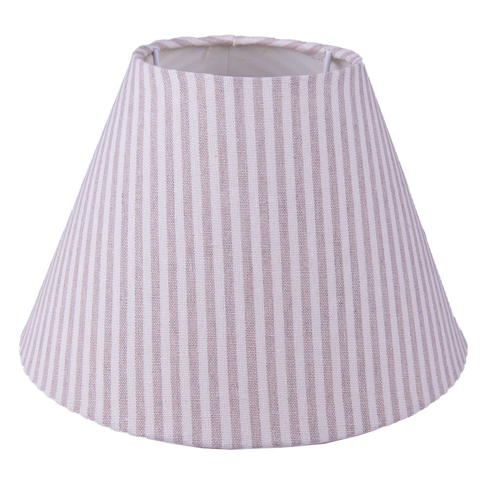 Béžové pruhované látkové stínidlo lampy - Ø 23*15 cm / E27 Clayre & Eef - LaHome - vintage dekorace