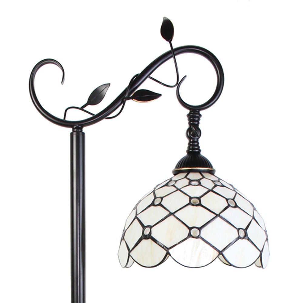 Bílá stojací Tiffany lampa kamínky TransparentEye - 36*25*152 cm E27/max 1*60W Clayre & Eef - LaHome - vintage dekorace